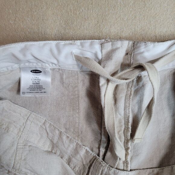Old Navy 100% Linen Trouser Pants Womens L Beige 4 Pockets Straight Leg 36x32.5 - Picture 7 of 10